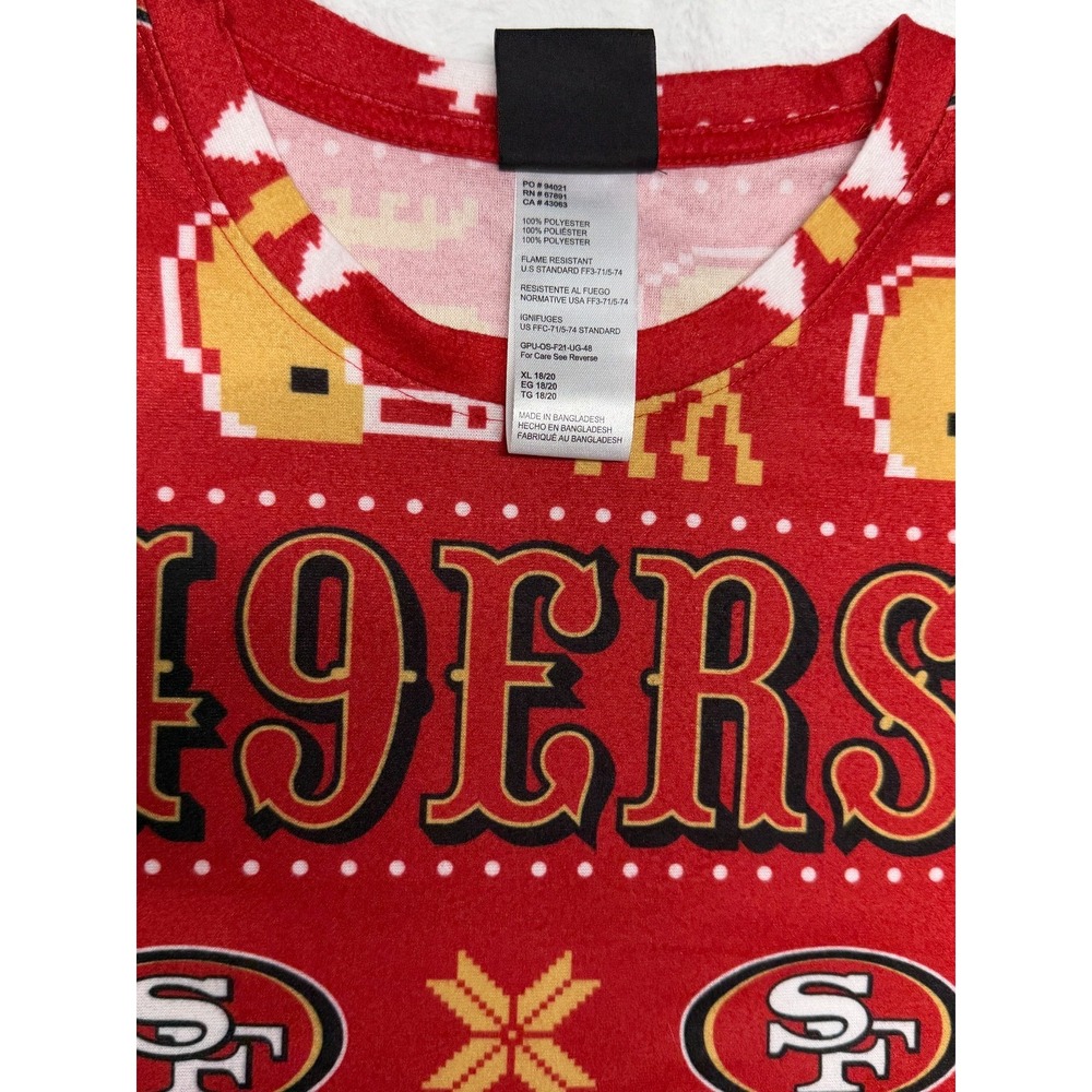 Youth XL San Francisco 49ers Logo Allover Print NWT Long Sleeve Pajama Top - Picture 7 of 8